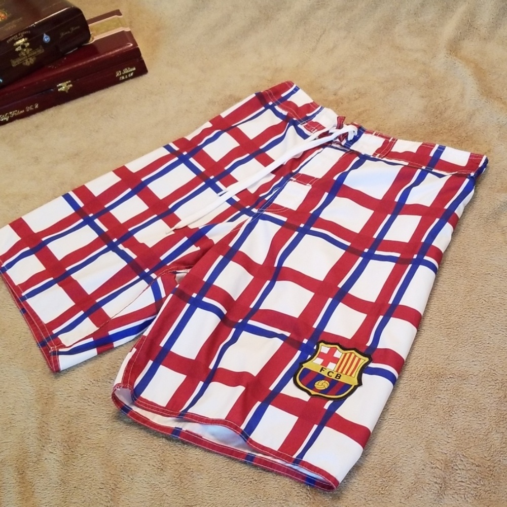 FC Barcelona boardshorts, Mens Size 36 swim trunks.